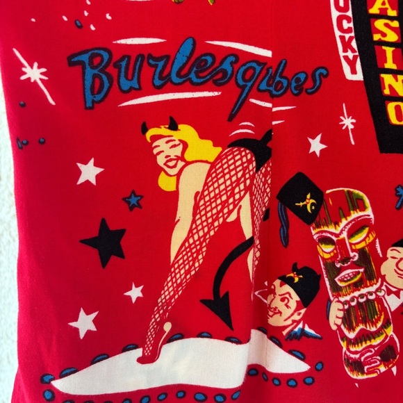 LA ROCKA by BC Ethic Las Vegas Pinup Burlesque Tiki Red Short Sleeve Shirt - Picture 5 of 9